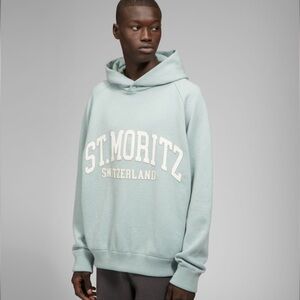 BNWT BALLY St Moritz Hoodie Cashmere Sweatshirt In Light Blue Size Medium